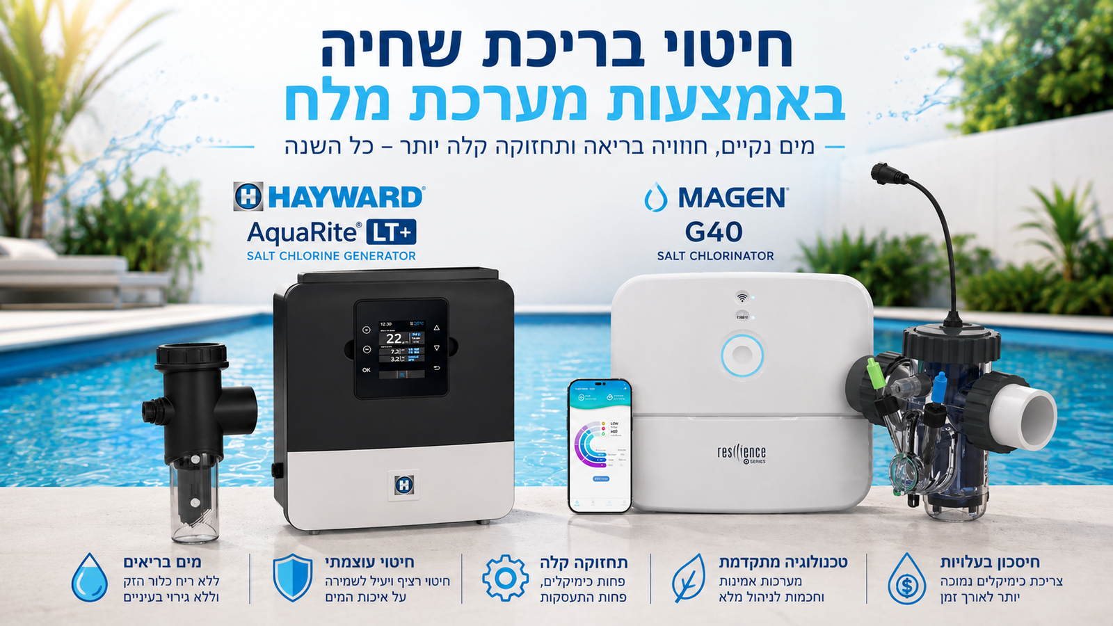חיטוי בריכת שחיה באמצעות מערכת מלח